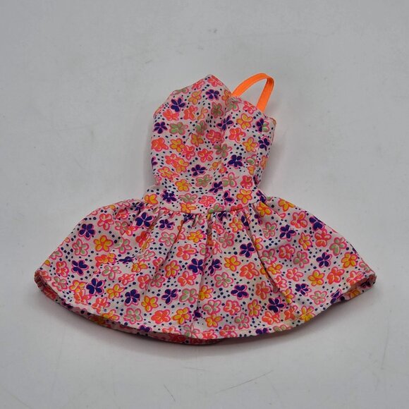 Barbie Floral Dress One-Shoulder Pink & Orange Pattern - Picture 3 of 5